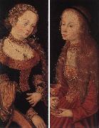 CRANACH, Lucas the Elder St Catherine of Alexandria and St Barbara sdg Spain oil painting artist